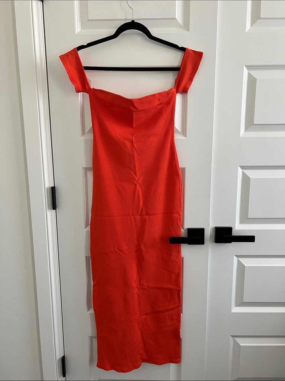 Urban Outfitters Orange Off-Shoulder Midi Dress